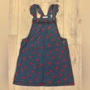 Max Studio Denim Overalls with Red Heart Pattern